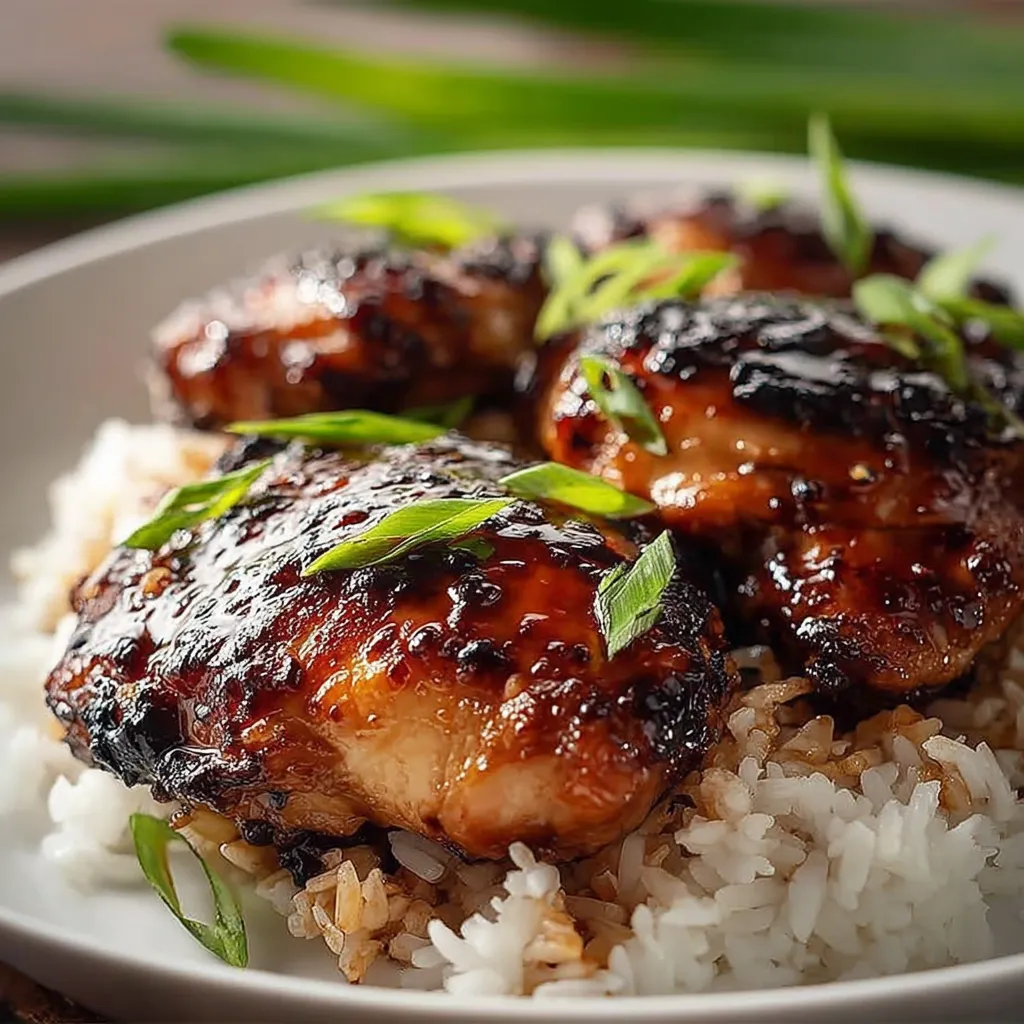 A plate of chicken with rice and pineapple.