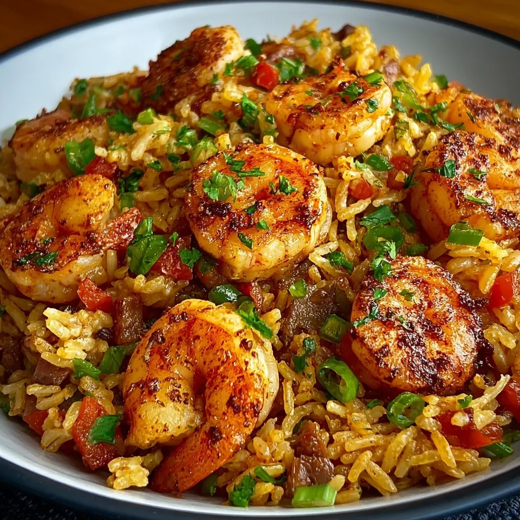 A bowl of shrimp and rice.