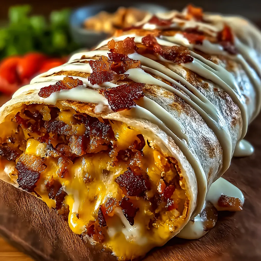 Cheeseburger Burrito Packed with Bacon and Creamy Sauce