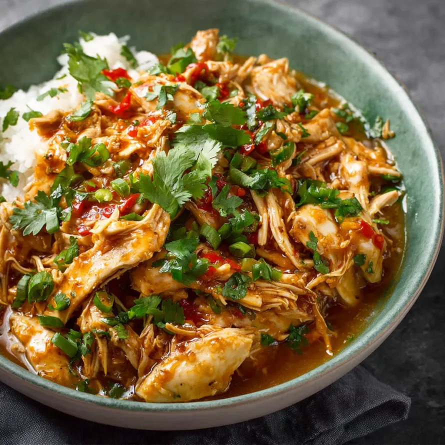 A bowl of chicken with peppers and onions.