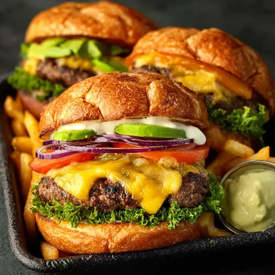 A Southwest Burger with lettuce, tomato, and avocado.