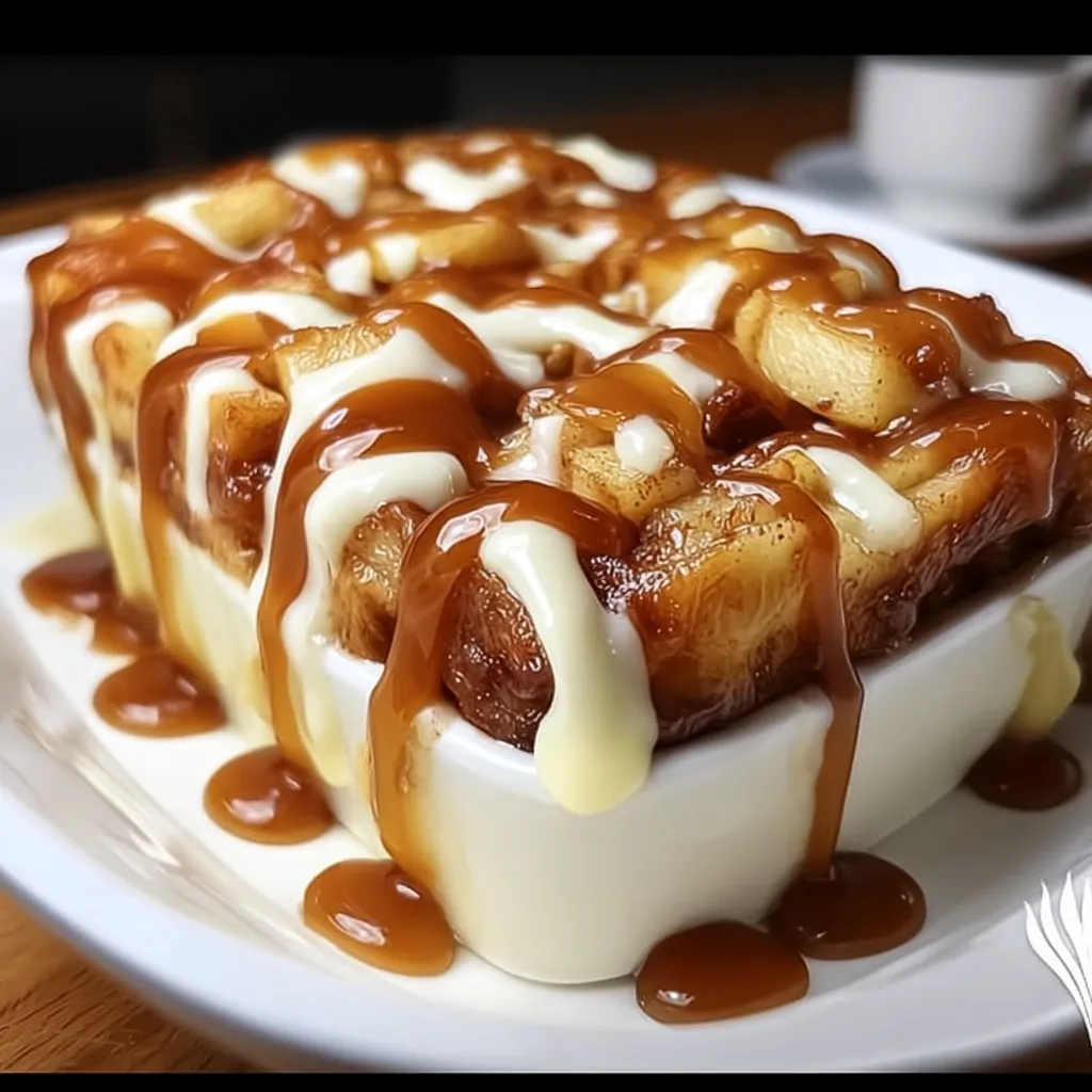 A caramel apple cinnamon roll lasagna.