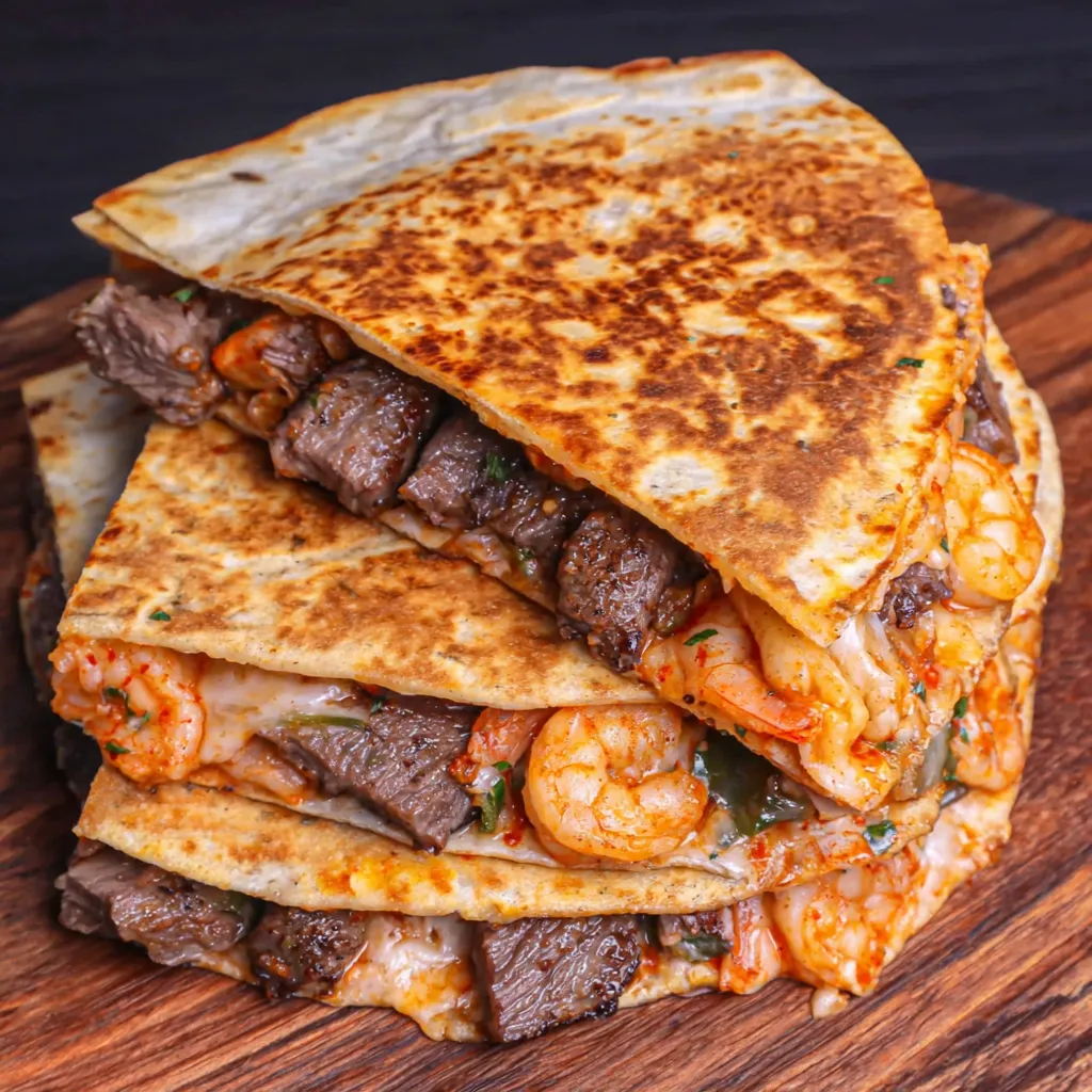 Creole Steak Shrimp Quesadillas