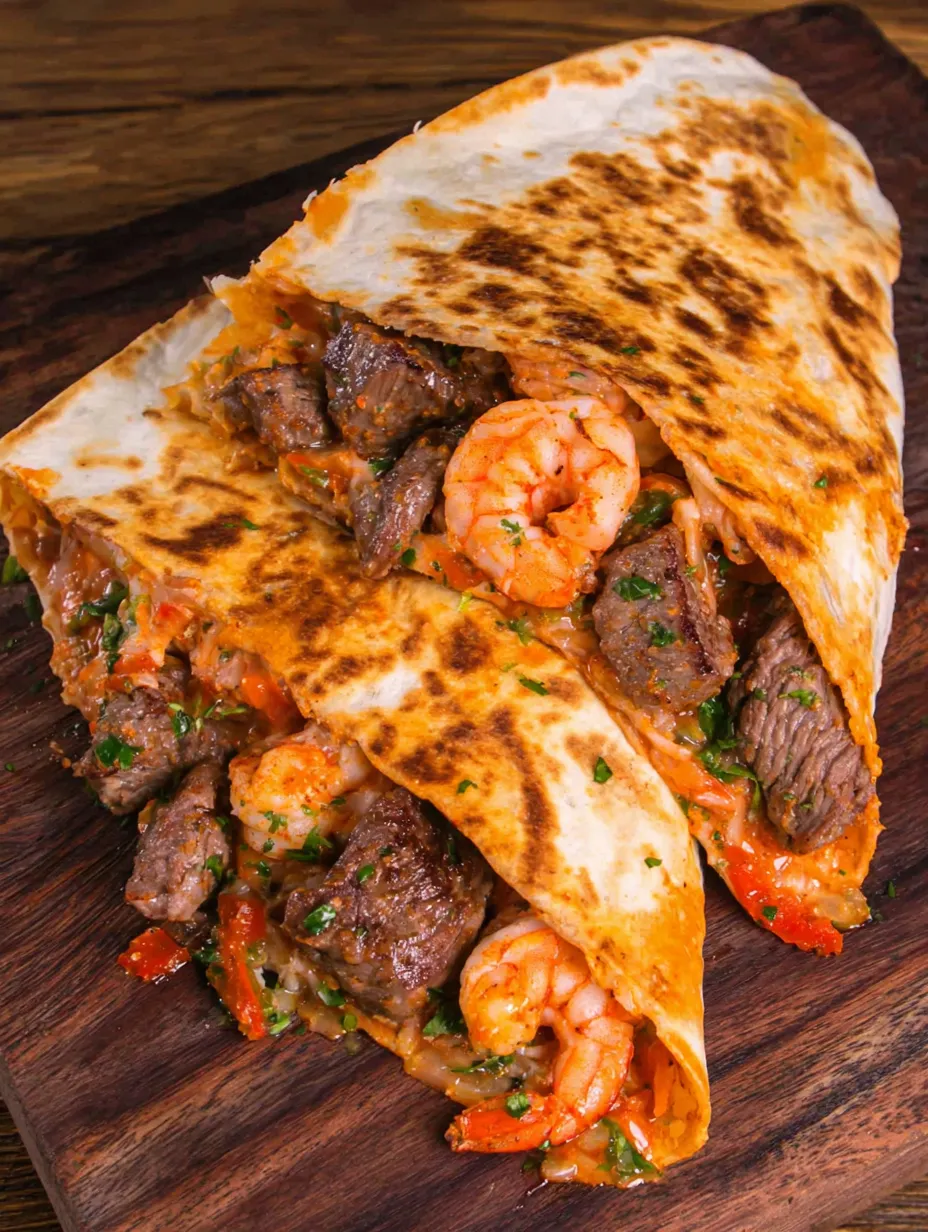Creole Steak Shrimp Quesadillas