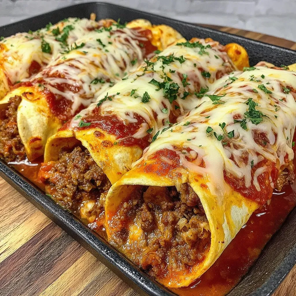 A pan of food with meat and cheese.