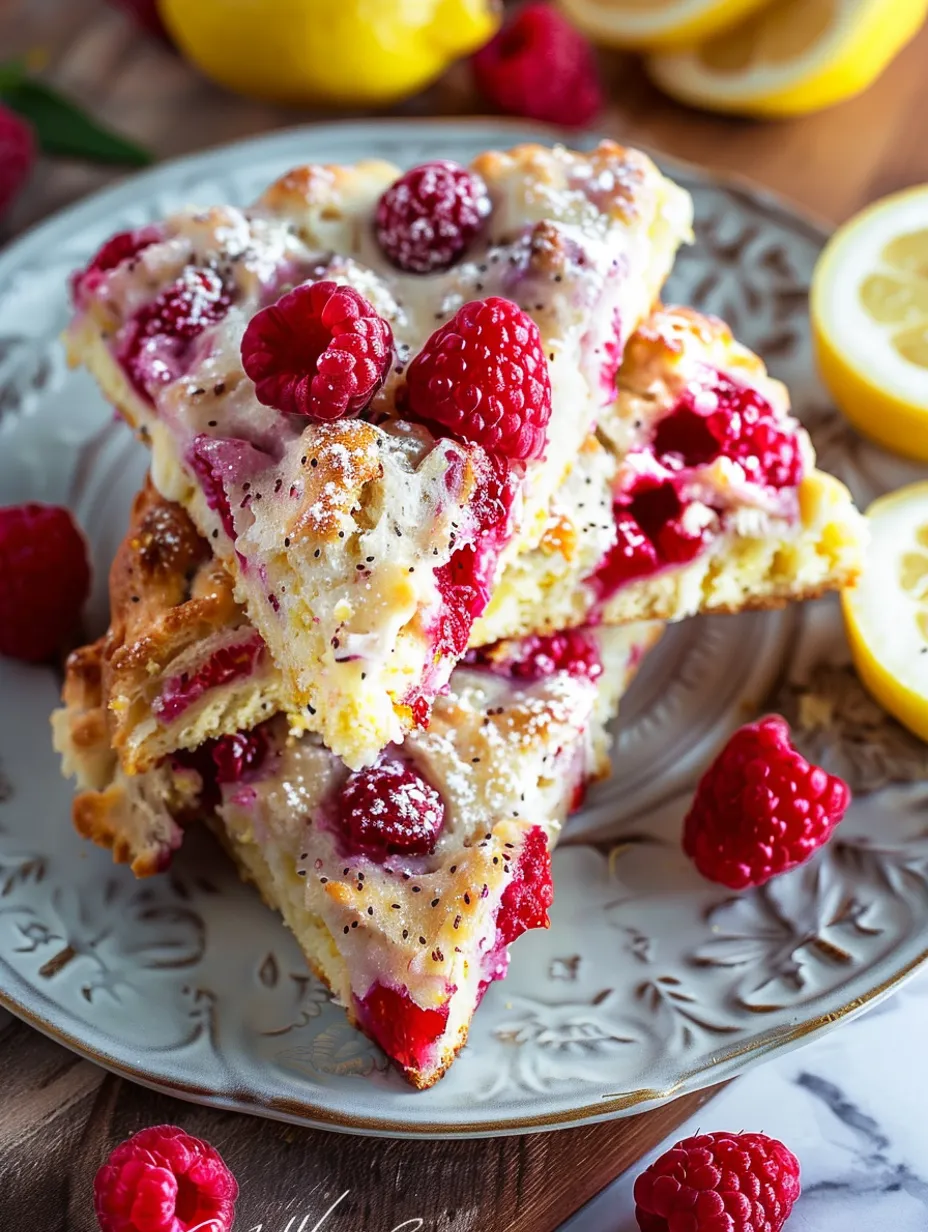 A slice of lemon raspberry scones.