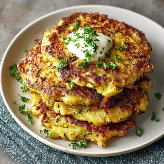 A stack of zucchini and yellow squash au gratin.