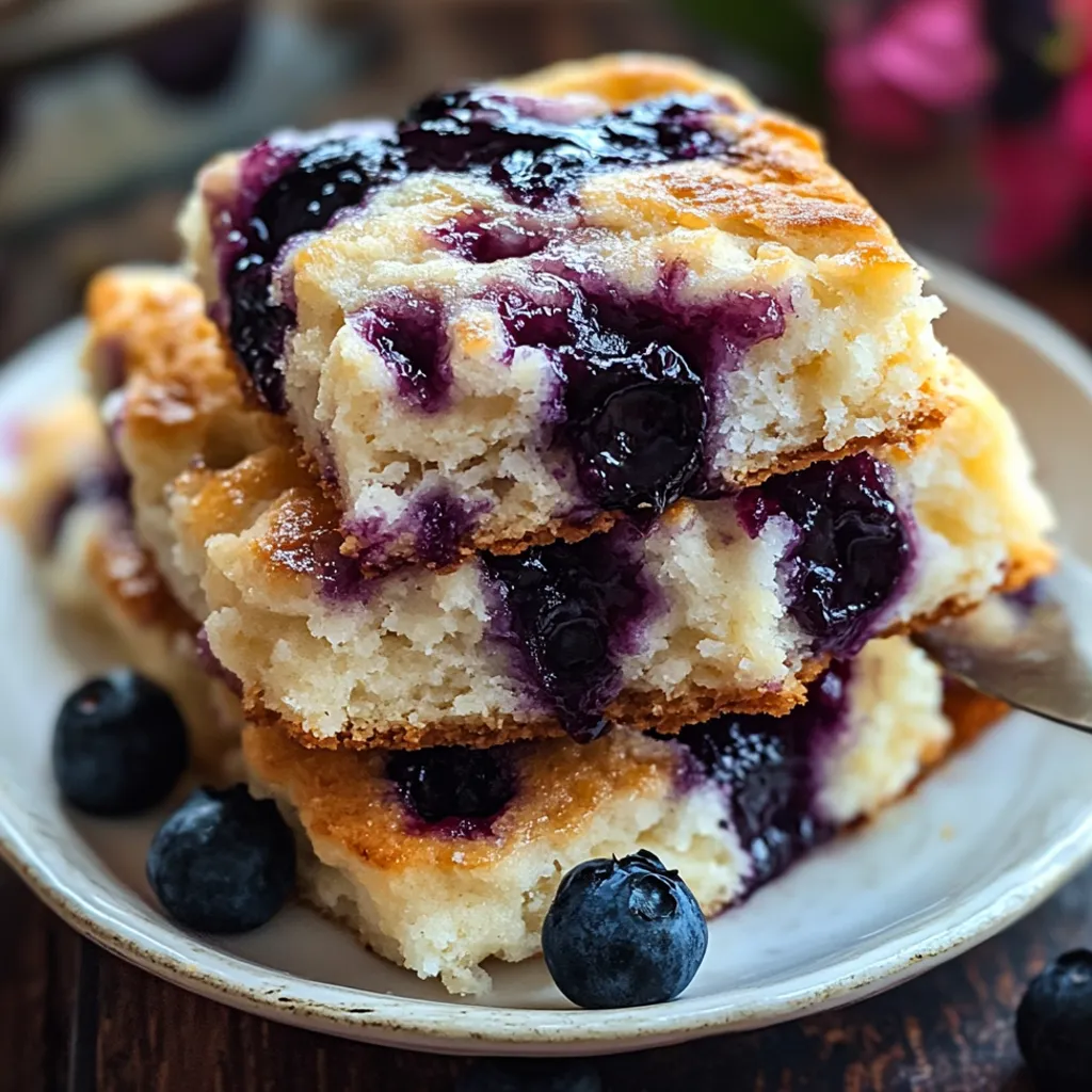 A stack of blueberry butter swim biscuits.