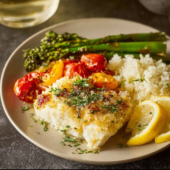 A plate of food with fish, rice, and vegetables.