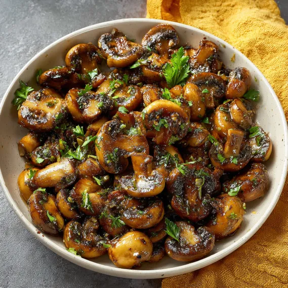 A bowl of sautéed mushrooms.