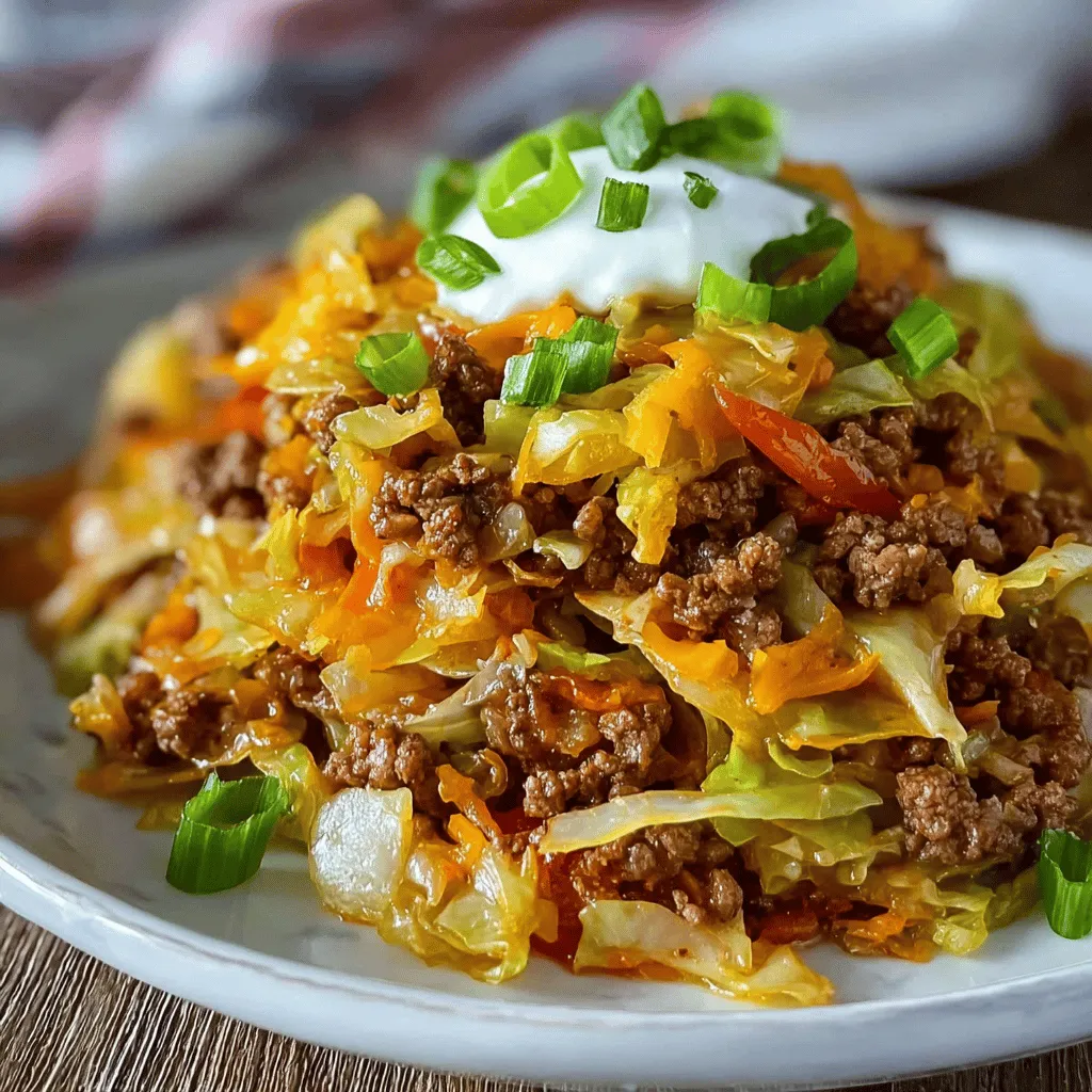A plate of ground beef taco cabbage skillet.