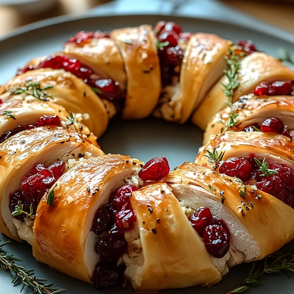 A delicious looking turkey cranberry crescent ring.