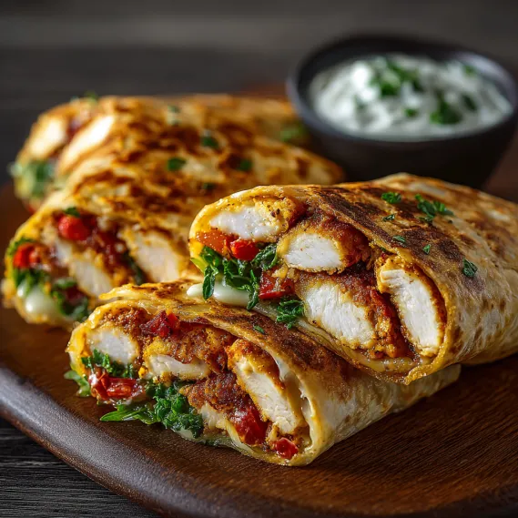 Crispy air fryer chicken and mozzarella wraps.