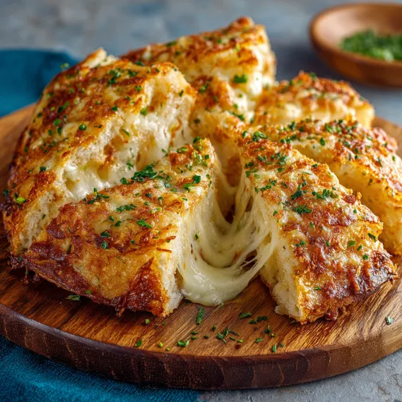A slice of garlic bread with cheese in an air fryer.