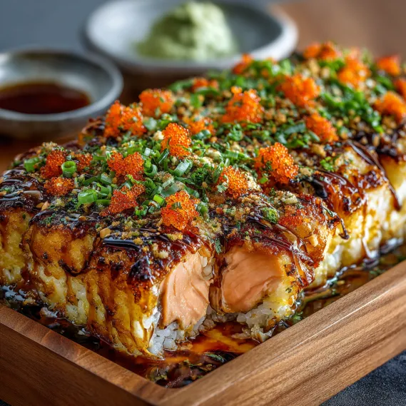 A dish of Spicy Salmon Sushi Bake.