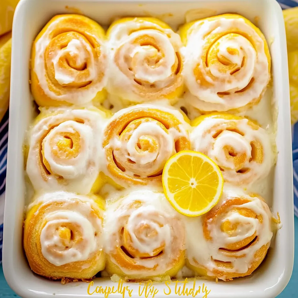 A plate of lemon sweet rolls.