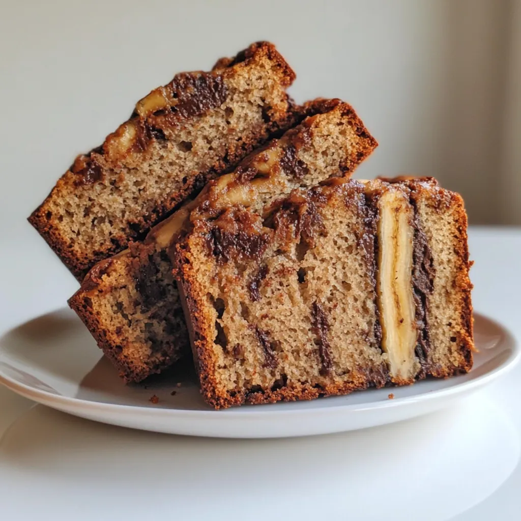 A slice of banana bread with chocolate chips.