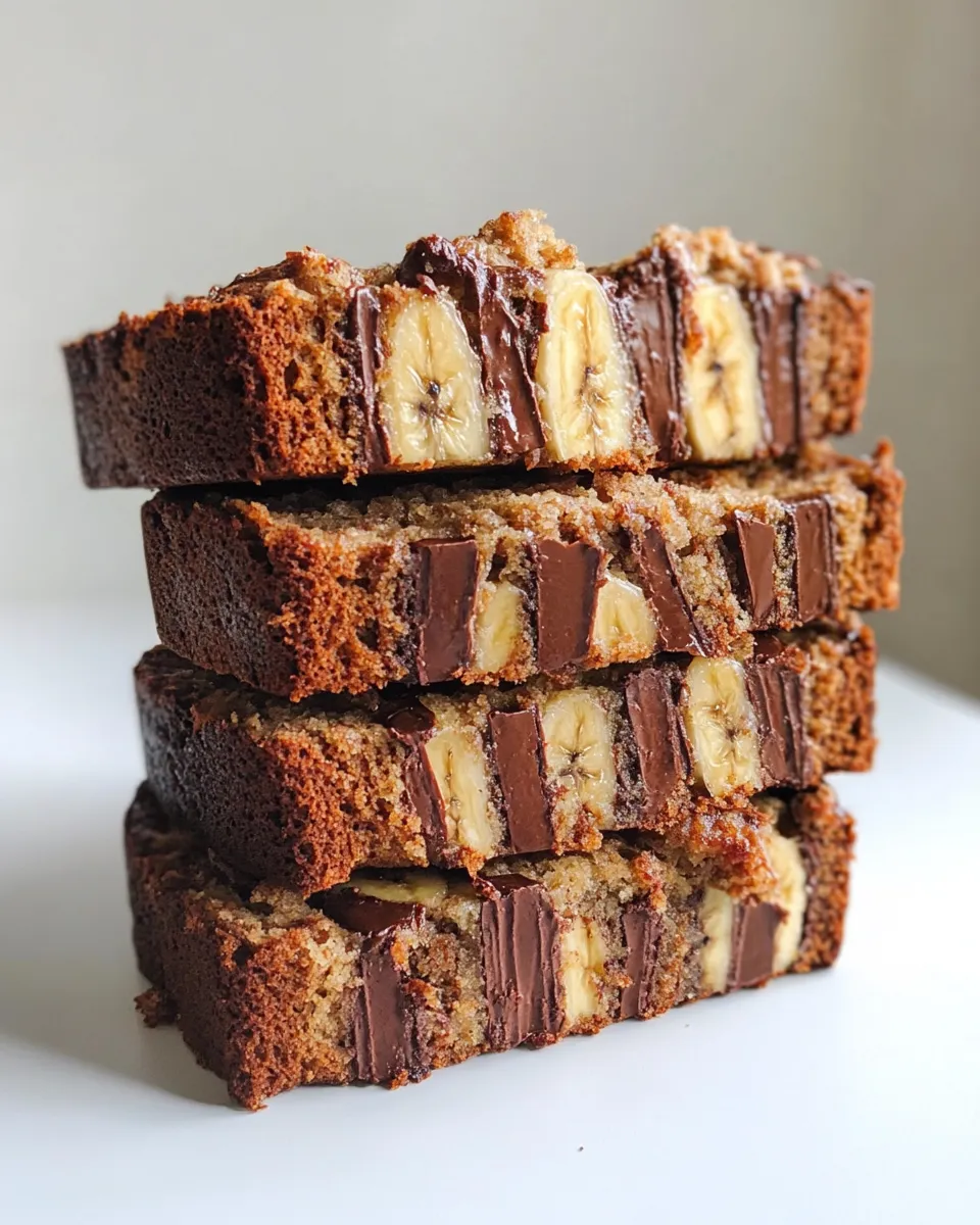 Three slices of banana bread with chocolate chips.