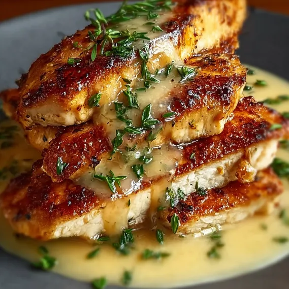 A plate of chicken covered in sauce.