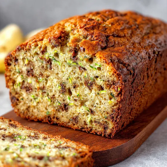 A slice of banana zucchini bread.