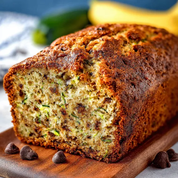 A slice of banana zucchini bread.