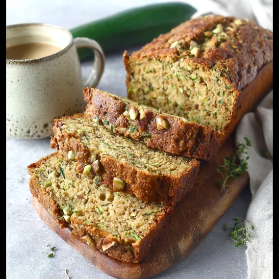 A loaf of bread with a green vegetable on top.