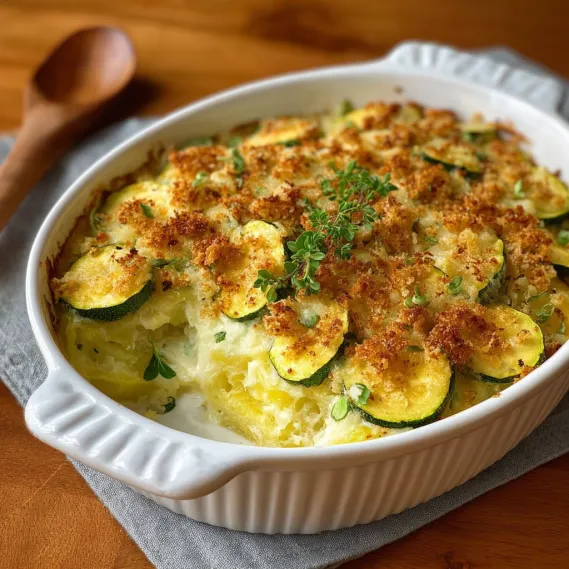 A white bowl filled with a casserole dish.