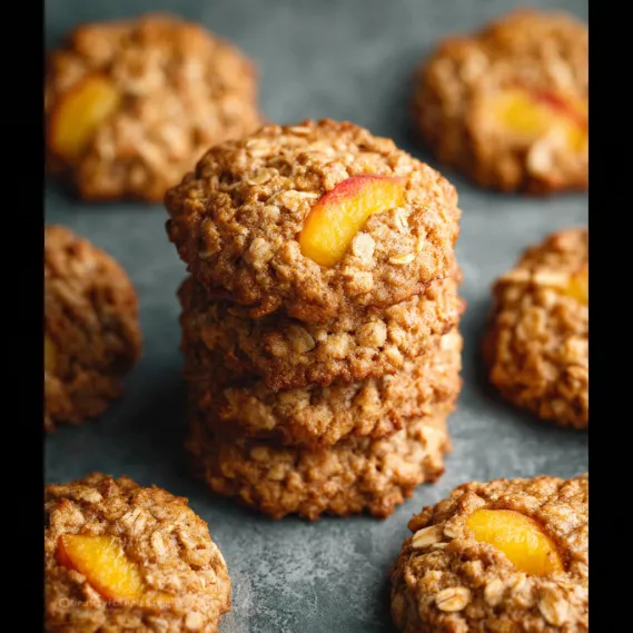 A stack of peach oatmeal cookies.