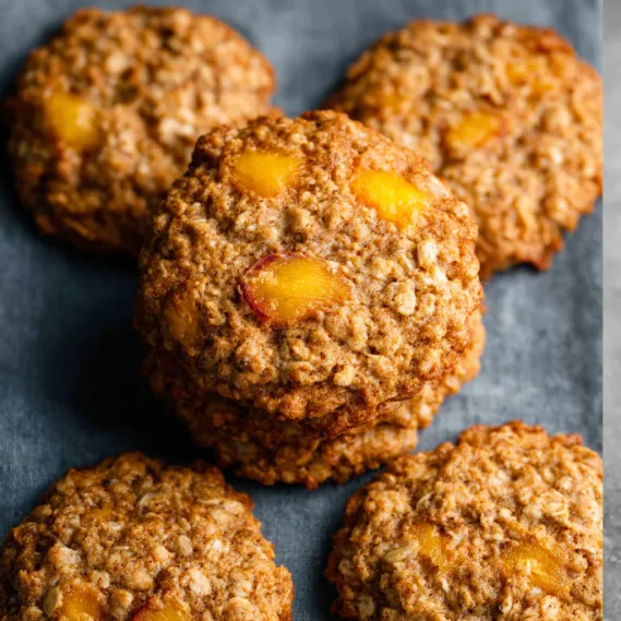 A plate of peach oatmeal cookies.
