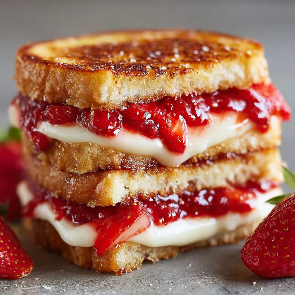 A stack of fried strawberry cheesecake sandwiches.