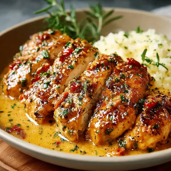 A plate of chicken with a side of rice.