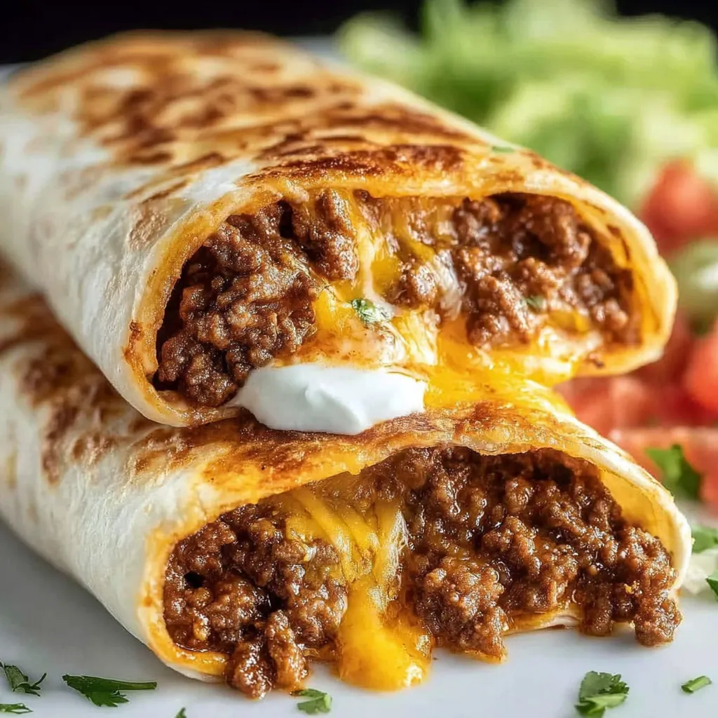 A cheesy beef taco on a plate.