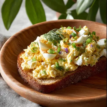 A slice of toast with egg salad and cottage cheese on it.