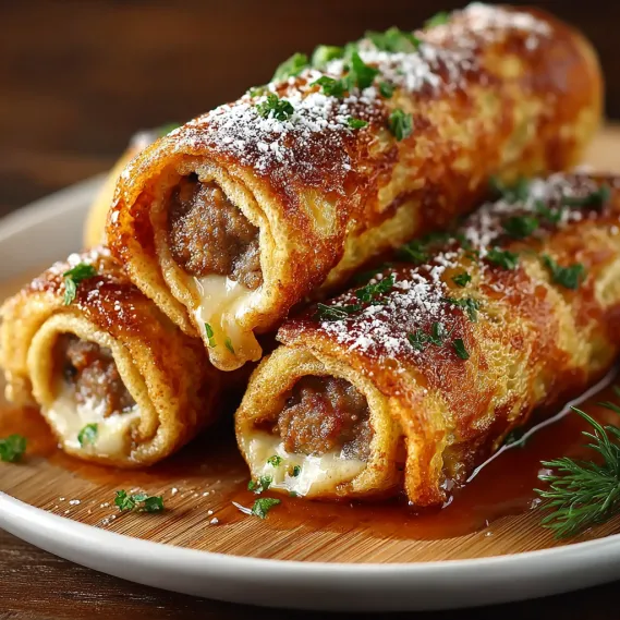 Three breakfast rolls with cheese and herbs.