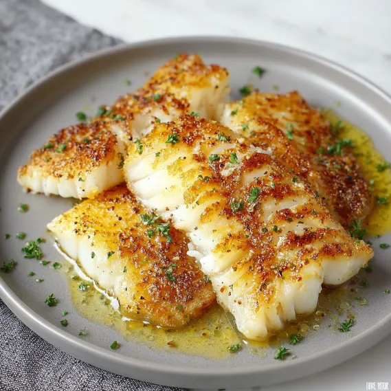 A plate of fish with seasoning on it.