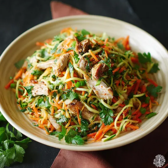A plate of Asian chicken noodle salad.