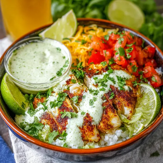 A bowl of food with a lime wedge and a beer.