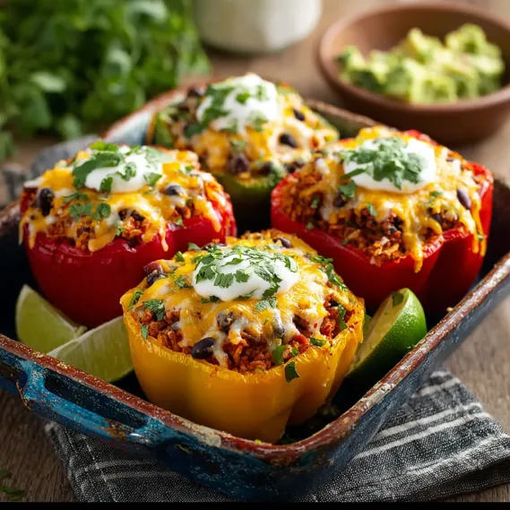 A bowl of Mexican stuffed peppers.