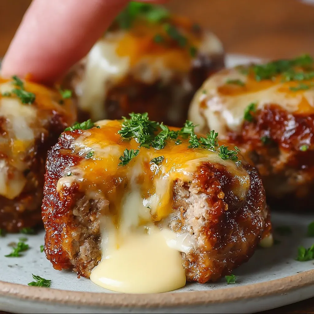 Cheesy Stuffed Meatloaf Bites