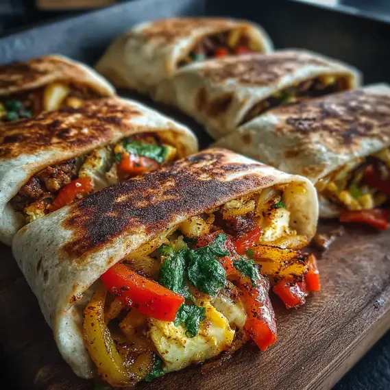 A tray of burritos with various ingredients.