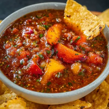 A bowl of grilled peach salsa.