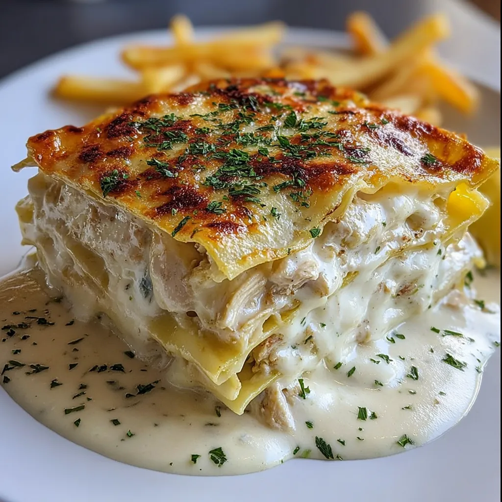 Creamy Chicken Lasagna with White Sauce