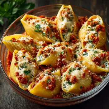A bowl of pasta with cheese and sauce.