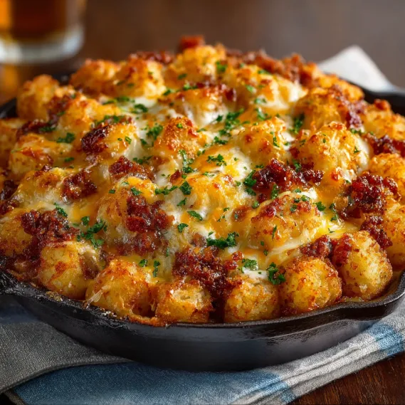 A breakfast casserole with hashbrowns.