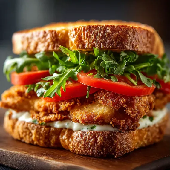 A sandwich with lettuce, tomato, and bacon.