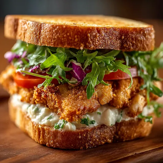 A creamy deli-style chicken sandwich with lettuce and tomato.