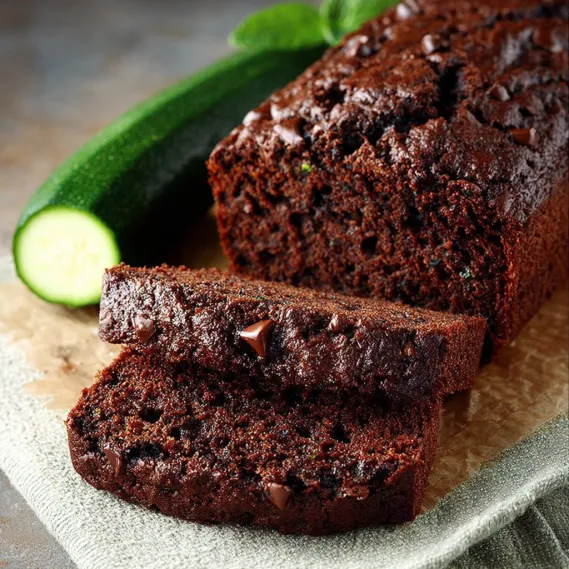 A slice of chocolate zucchini bread.