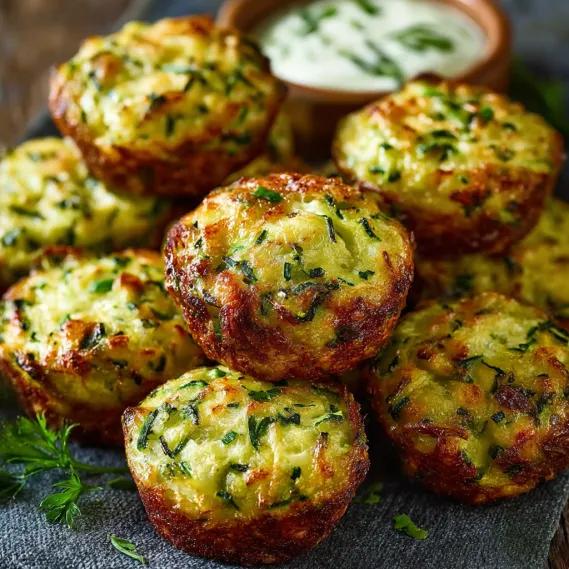 Zucchini garlic bites on a table.