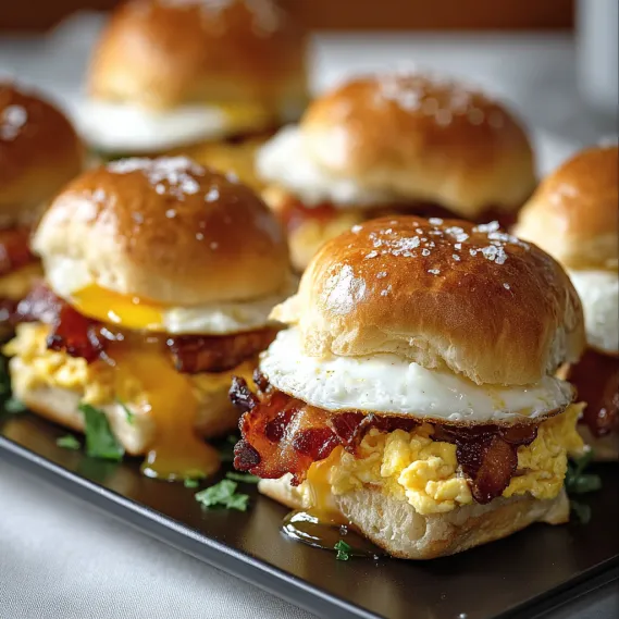 A plate of bacon and egg sandwiches.