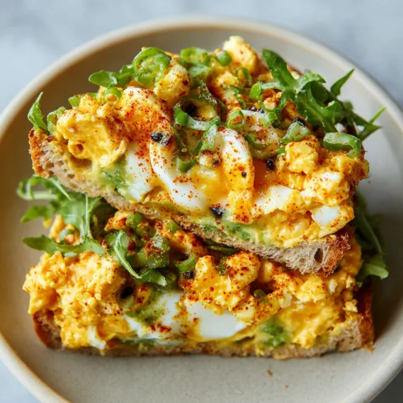 A slice of crispy egg salad on a plate.